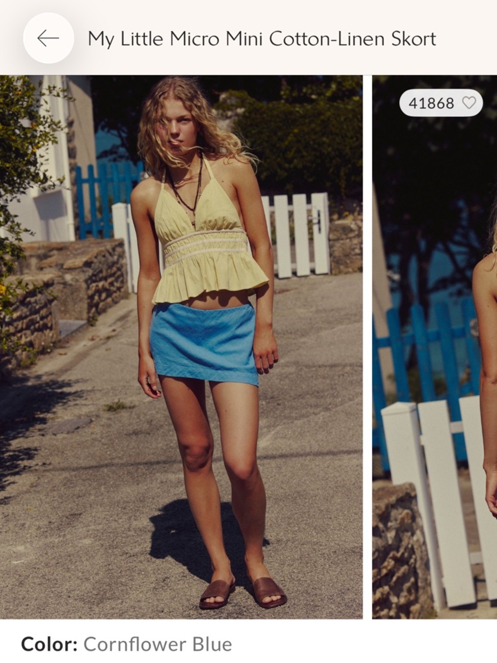 Free People Cornflower Blue Mini Skort